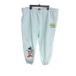 Mickey Mouse 2XL (XXL) Light Blue Sweatpants with String